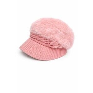Pink Fuzzy Knit Newsboy Hat Women’s Soft Lined Winter Cap One Size